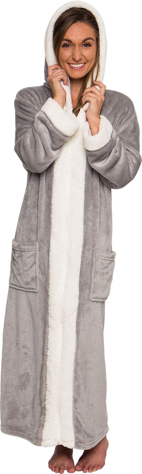 house robe with zipper|women's full length zippered robes.